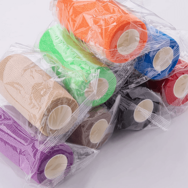 MoonSun Self Adhesive Bandage Wraps, 3 inch x 5 yards 12 Rolls Cohesive Vet Elastic Adhesive Tape, Athletic Tape, Hand & Wrist Wraps, Ankle wrap, Premium-Grade Medical Stretch Wrap 12 Colors