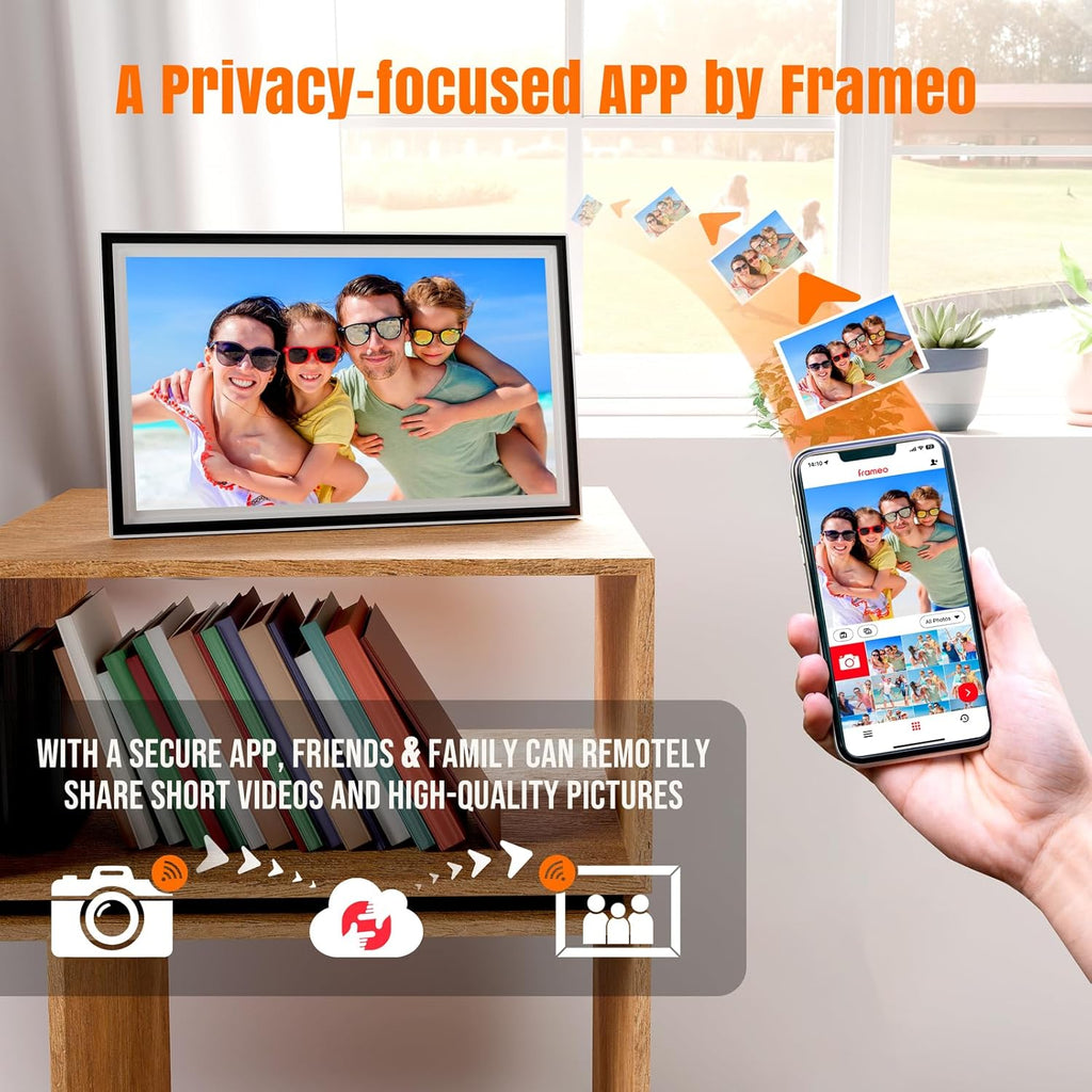Smart WiFi Digital Picture Frame - 15.6-inch Full HD Touchscreen, 64GB Electronic Photo Frame Wall Mountable for Home Decor