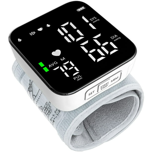 Automatic Wrist Blood Pressure Monitor, Adjustable Wrist Cuff, Portable BP Cuff Accurate Digital Heart Rate Monitor, Large LCD Talking Blood Pressure Cuff for Home Travel