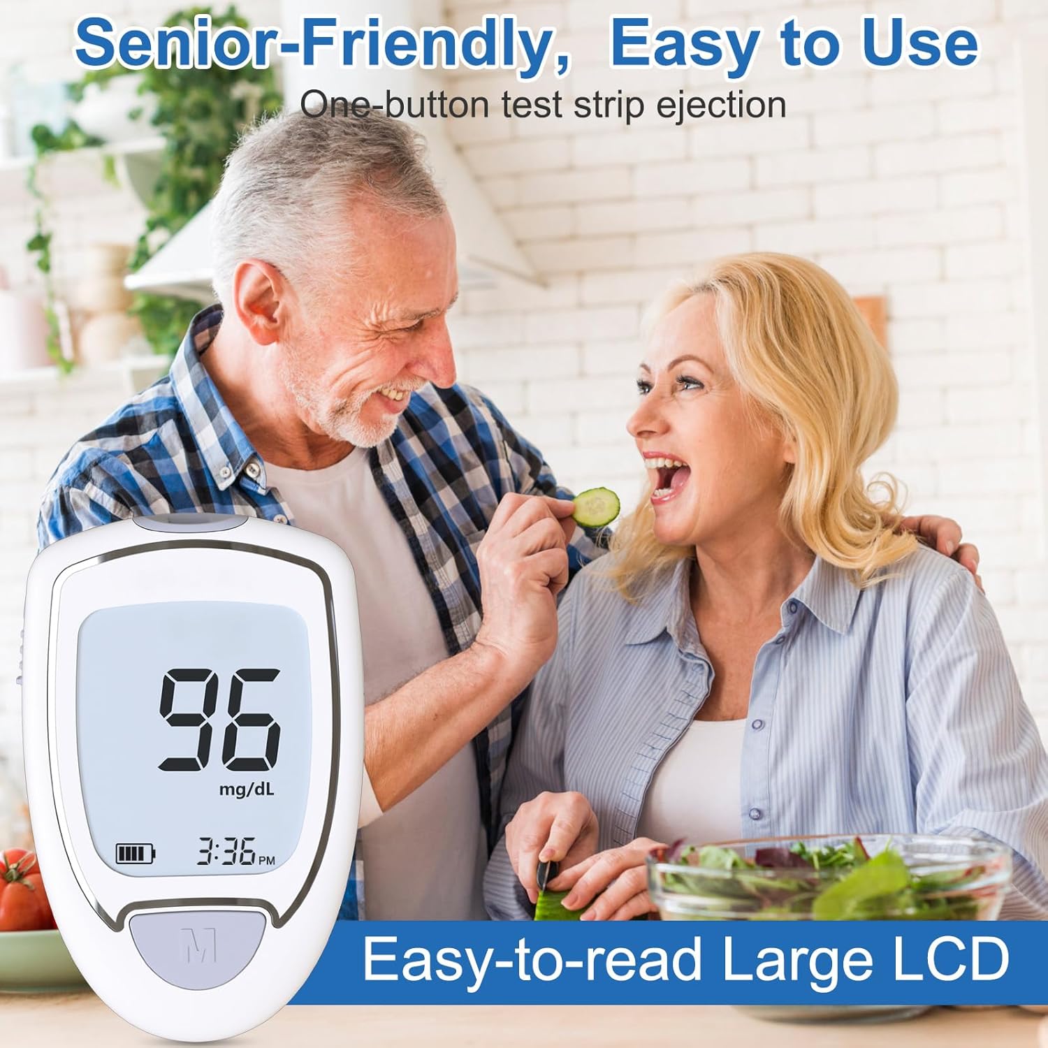 Blood Glucose Monitor Kit, 100 Glucometer Strips, 100 Lancets, 1 Blood Sugar Monitor, 1 Control Solution, Lancing Device and Carrying Bag
