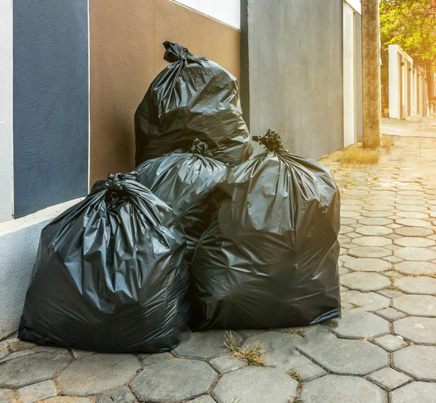 MoonSun 40-45 Gallon Trash Bags, 2.0 Mil 50 Count Large Black Garbage Bags,  Heavy Duty Garbage Can Liners, Outdoor Garbage Bags for Commercial, Janitorial, Lawn, Leaf, and Contractors