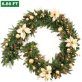 MOONSUN Christmas Ornaments Decorations Dead Branches Vine Ring  Frosted Snowy Bristle Pine Artificial Fir Clear Prelit LED Battery Operated Garland, 6" (Green)