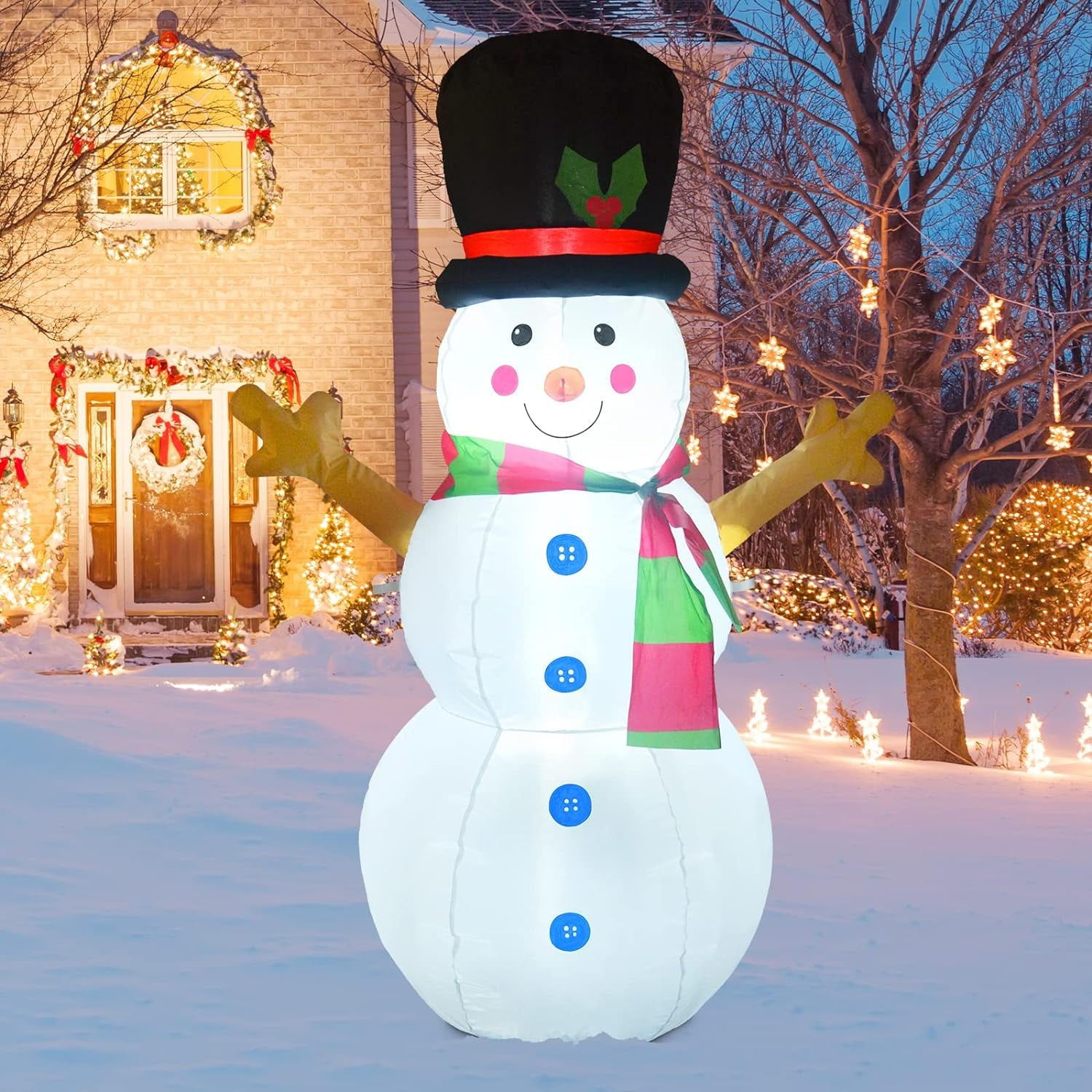8 FT Christmas Inflatables Snowman Outdoor Decorations Blow Up Yard Decoration with LED Lights Built-in for Xmas Holiday Party Indoor