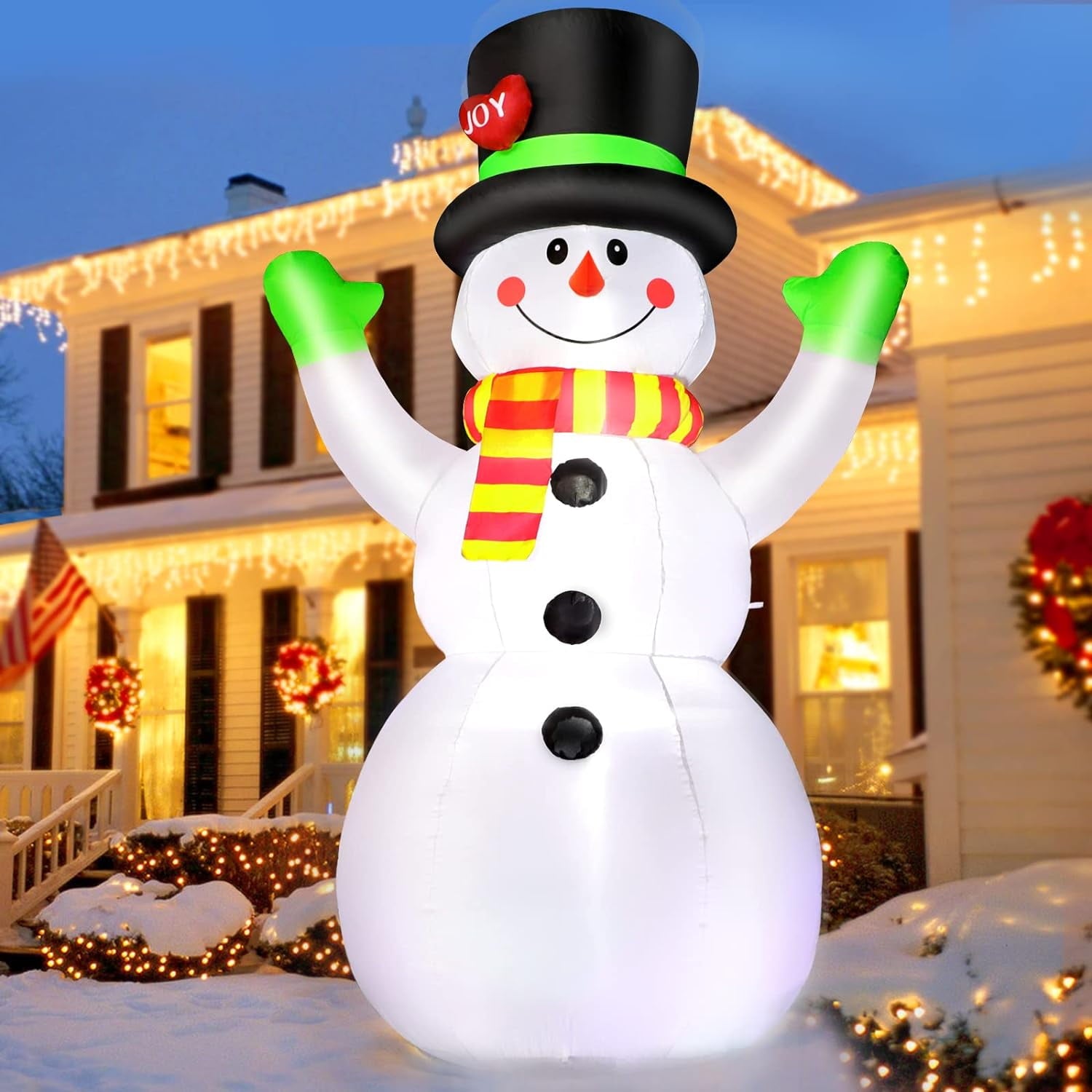 8 FT Christmas Inflatables Snowman Outdoor Decorations Blow Up Yard Decoration with LED Lights Built-in for Xmas Holiday Party Indoor