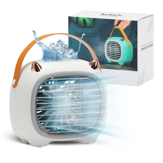 Air Cooler Portable Air Conditioner Fan for Bedroom, Office, Camping, Dorm, USB Rechargeable, White