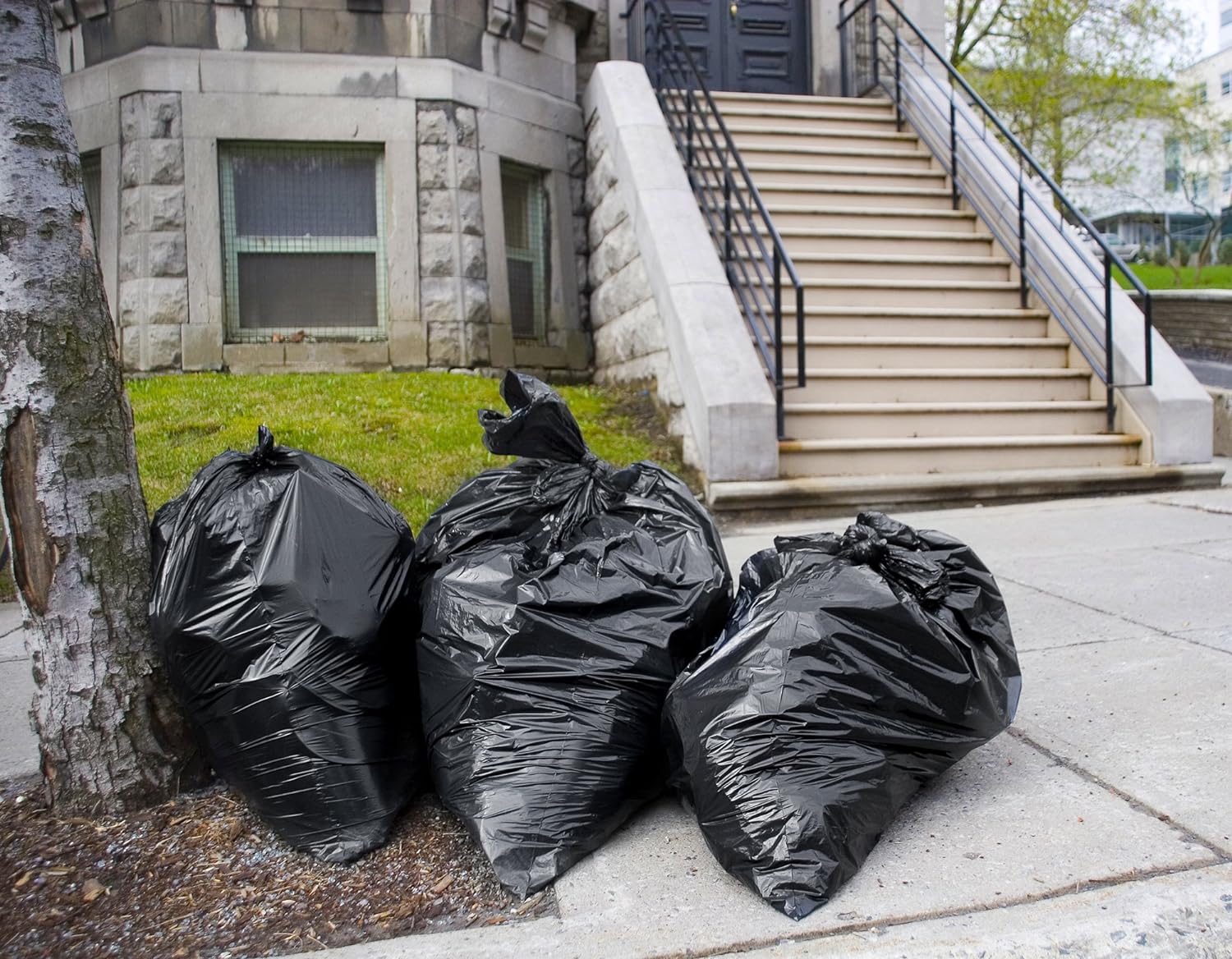 MoonSun 40-45 Gallon Trash Bags, 2.0 Mil 50 Count Large Black Garbage Bags,  Heavy Duty Garbage Can Liners, Outdoor Garbage Bags for Commercial, Janitorial, Lawn, Leaf, and Contractors