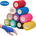 MoonSun Self Adhesive Bandage Wraps, 3 inch x 5 yards 12 Rolls Cohesive Vet Elastic Adhesive Tape, Athletic Tape, Hand & Wrist Wraps, Ankle wrap, Premium-Grade Medical Stretch Wrap 12 Colors