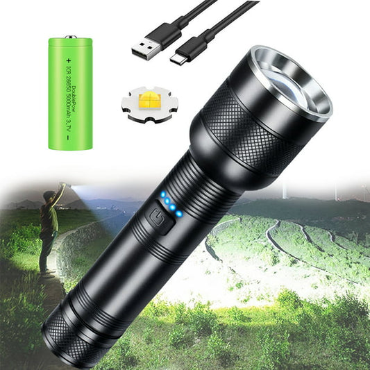 100000 Lumens Powerful Flashlight, Super Bright Rechargeable LED Handheld Flashlights for Hiking Hunting Camping Zoomable Outdoor Flashlights