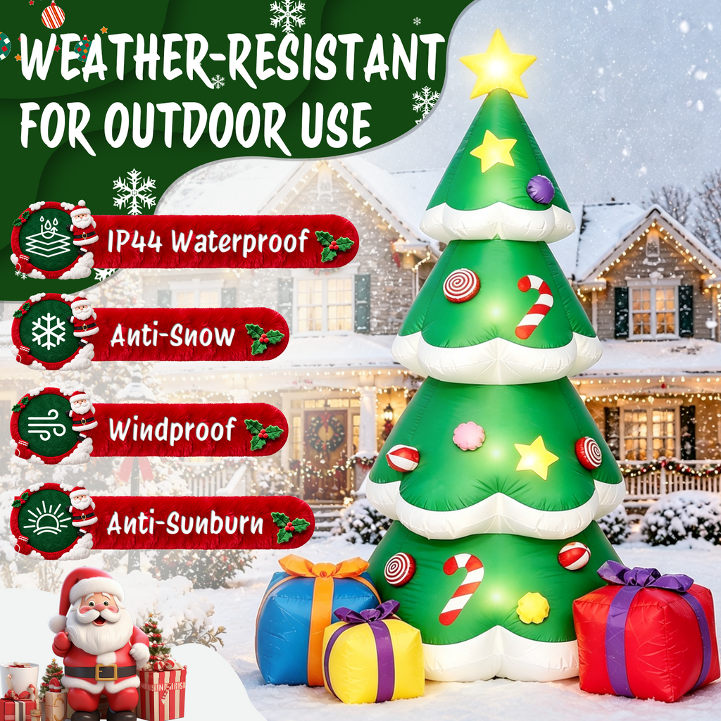 Moonsun 10 FT Christmas Inflatable Tree with Gift Boxes,Built-In LED Lights, Blow Up Outdoor Yard Decoration for Holiday Lawn and Garden
