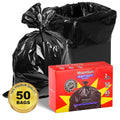 MoonSun 40-45 Gallon Trash Bags, 2.0 Mil 50 Count Large Black Garbage Bags, Heavy Duty Garbage Can Liners, Outdoor Garbage Bags for Commercial, Janitorial, Lawn, Leaf, and Contractors
