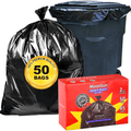 Trash Bags Contractors 40-45 Gallon 2 Mil 50 Count Large Garbage Bags Black, Heavy Duty Garbage Can Liners Outdoor Indoor