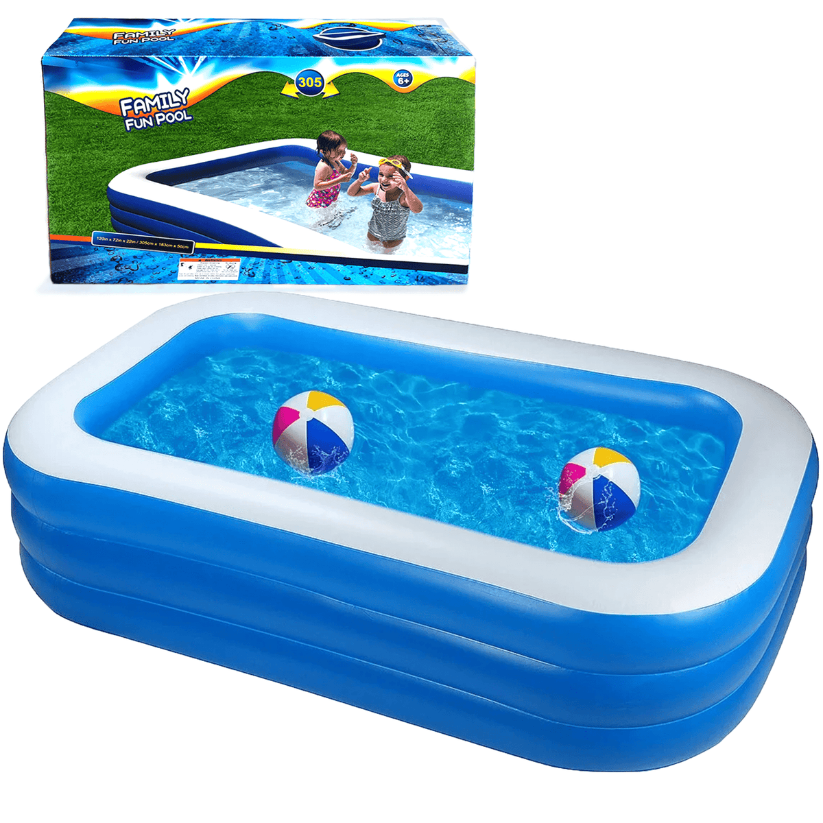 MoonSun Inflatable Pools Kiddie Pool Rectangle Swimming Pool for Kids ...