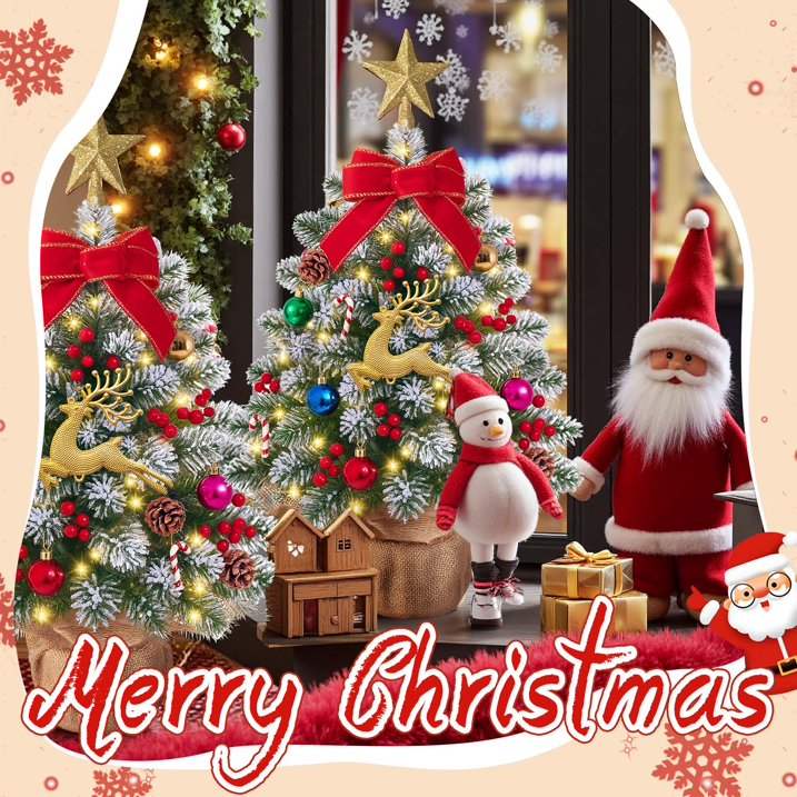 Moonsun 24" Tabletop Christmas Tree with Led Hanging Lights Desktop Mini Xmas Tree Decoration
