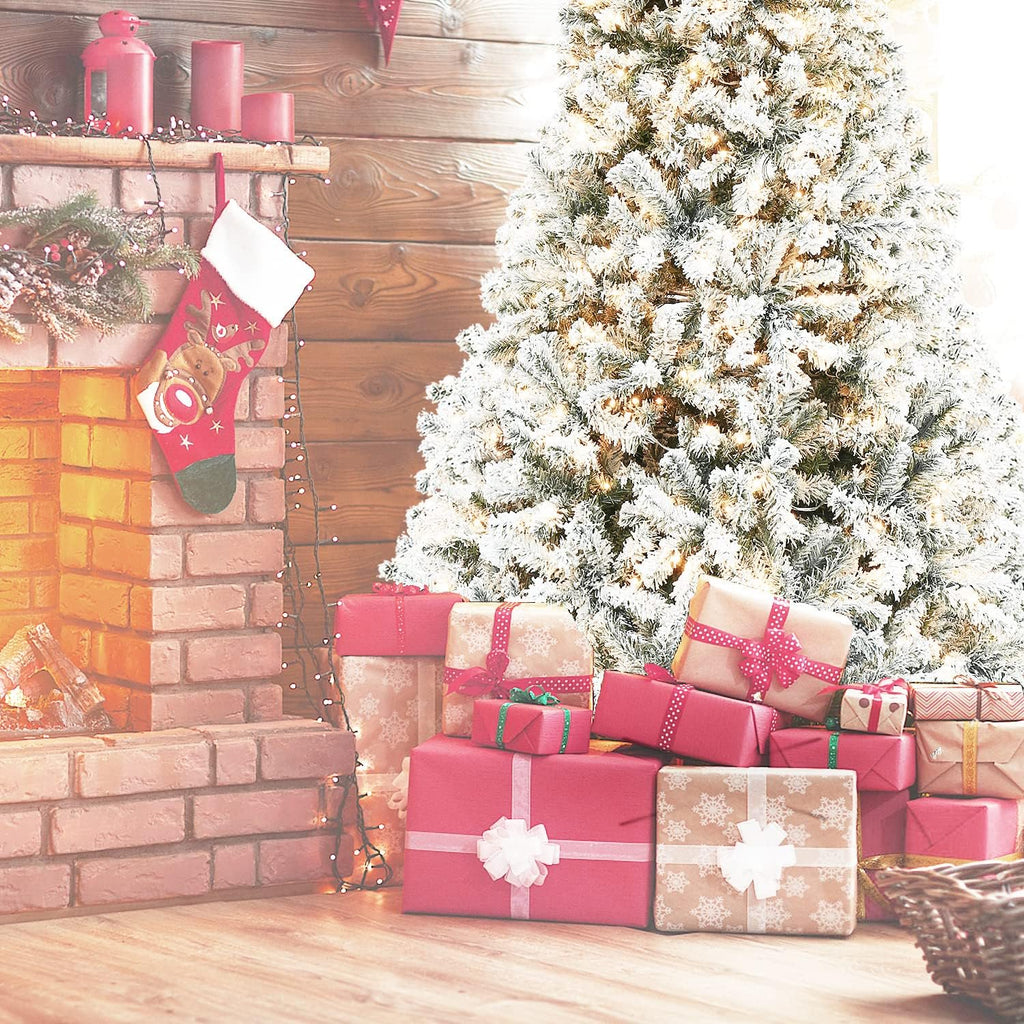 5ft Christmas Tree Pre-lit Snow Flocked Artificial Christmas Tree Holiday Decoration w/ Metal Stand