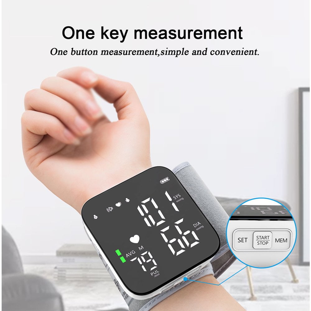 Automatic Wrist Blood Pressure Monitor,Adjustable Wrist Cuff, Portable BP Cuff Accurate Digital Heart Rate Monitor, Large LCD Talking BP Monitor for Home Travel