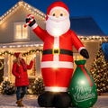 Moonsun 12 FT Christmas Inflatable Santa Claus with LED Lights, Giant Blow Up Outdoor Yard Decoration for Holiday Lawn and Garden