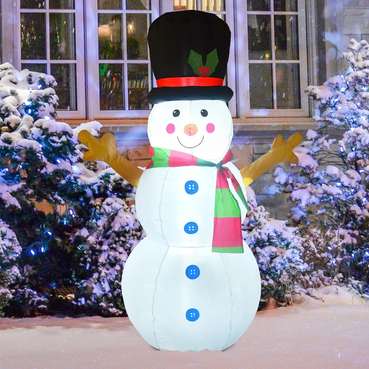 8 FT Christmas Inflatables Snowman Outdoor Decorations Blow Up Yard Decoration with LED Lights Built-in for Xmas Holiday Party Indoor