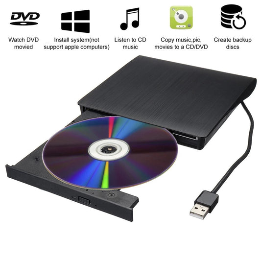 DVD Drive, Ultra Slim CD Burner USB 3.0 with 4 USB Ports and 2 TF/SD Card Slots, Optical Disk Drive for Laptop Mac, PC Windows 11/10/8/7 Linux OS
