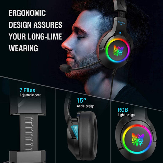 Gaming Headset with Microphone, Noise Canceling Headphones for PC Mac Computer Gamers Over-Ear Headphones for PC, Laptop, PS4, PS5, Xbox One