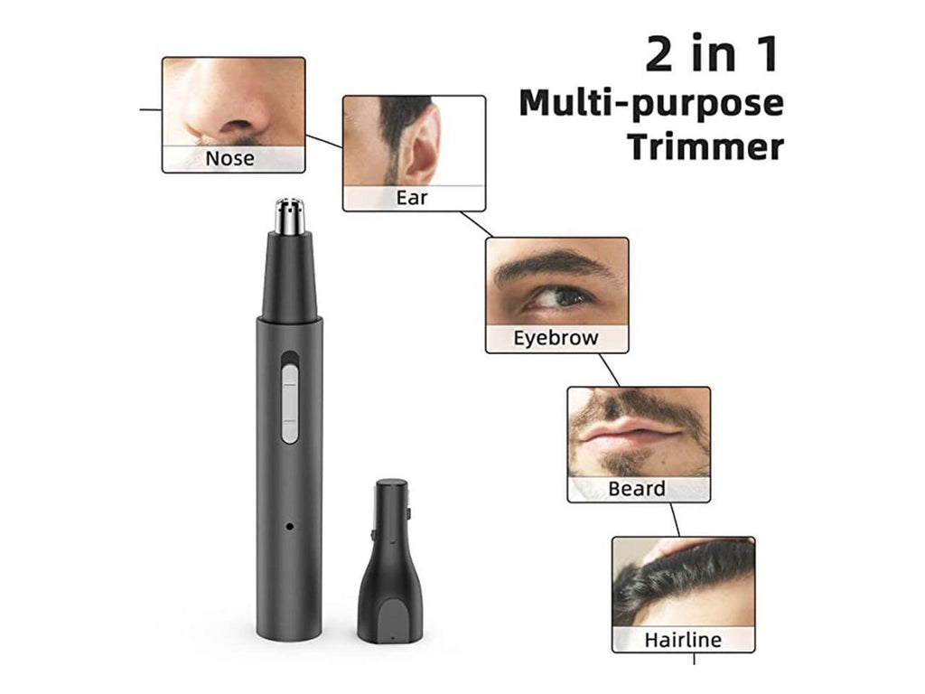 Nose Hair Trimmer, Rechargeable Professional Painless Eyebrow Trimmer for Ear Beard Hairline, 2 in 1 for Men and Women, Black