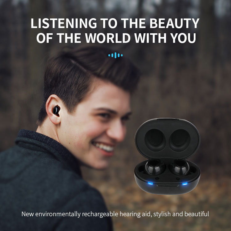 MOONSUN Bluetooth Hearing Amplifier for Seniors and Adults，Rechargeable with Noise Cancelling, Including Charging Case, A Pair