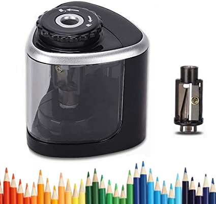 MOONSUN 1 Hole Pencil Sharpener Battery Powered,  Assorted Colors