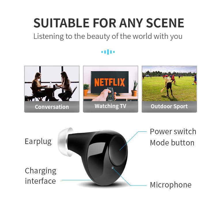 MOONSUN Bluetooth Hearing Amplifier for Seniors and Adults，Rechargeable with Noise Cancelling, Including Charging Case, A Pair