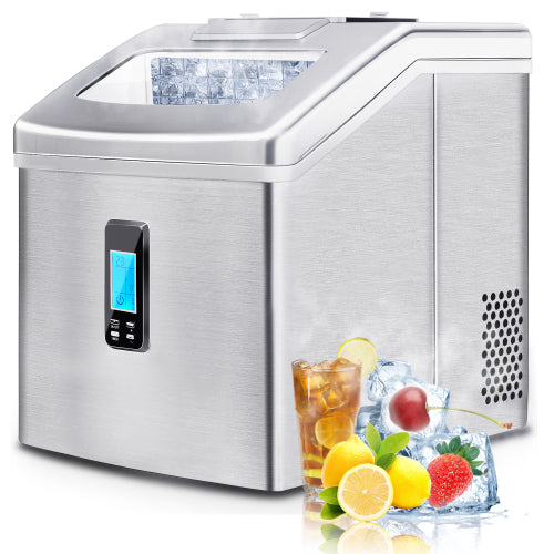 MoonSun Portable Countertop Ice Maker Machine for Crystal Ice Cubes in 48 lbs/24H with Ice Scoop