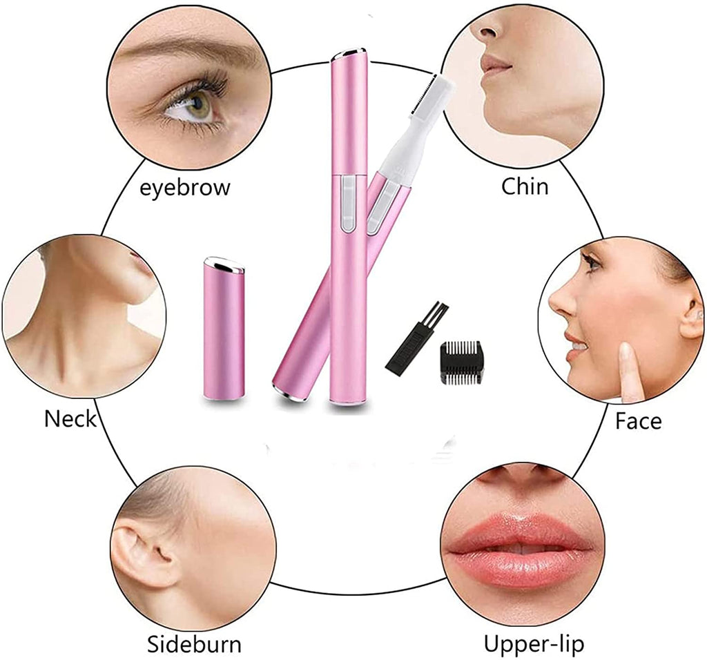 MOONSUN For Women Battery-Operated Facial Hair Remover with Comb Eyebrow Trimmer Precision Electric Eyebrow Razor