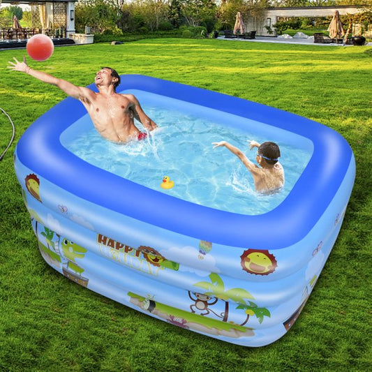 MoonSun Square Inflatable Swimming Pool for kids adults, 70.8"x55"x23.6" Family Full-Sized Lounge Pool for Outdoor Garden Backyard Ground,Unisex