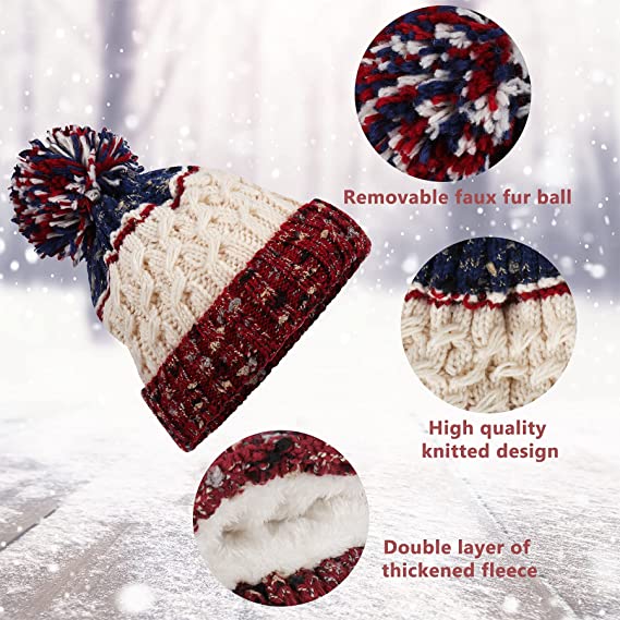 MOONSUN Winter Hat For Women Snug Beanie Hat Chunky Knit Stocking Cap Soft Warm Warm Knit Snug Beanie Hat  Gifts for  Women