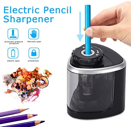 MOONSUN 1 Hole Pencil Sharpener Battery Powered,  Assorted Colors