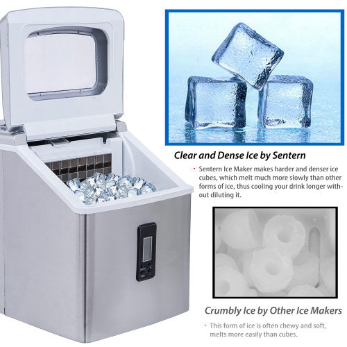 MoonSun Portable Countertop Ice Maker Machine for Crystal Ice Cubes in 48 lbs/24H with Ice Scoop