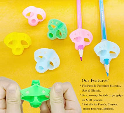 MOONSUN Pen Grip Writing Posture Corrector for Primary School Student School Supplies Kid Finger Pen Pencil Holder Help Learn Hold Grip Writing Corrector Silicone Writing Tool
