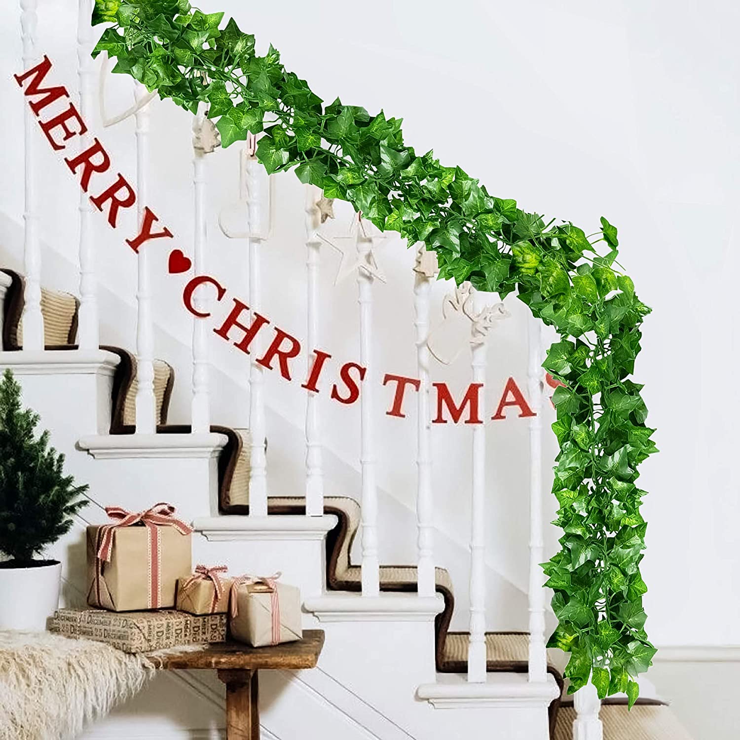 MOONSUN 79 Feet Fake Greenery Garlands Hanging Artificial Ivy Leaf Leaves Grass Plants Vine