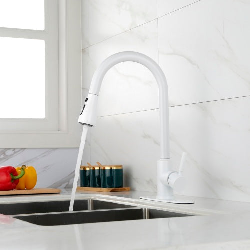 MoonSun Kitchen Faucet with Pull Out Sprayer White