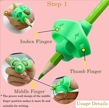 MOONSUN Pen Grip Writing Posture Corrector for Primary School Student School Supplies Kid Finger Pen Pencil Holder Help Learn Hold Grip Writing Corrector Silicone Writing Tool
