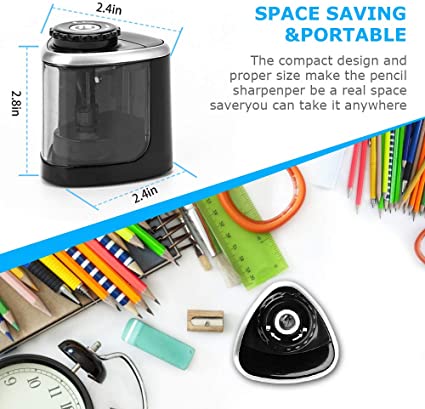 MOONSUN 1 Hole Pencil Sharpener Battery Powered,  Assorted Colors