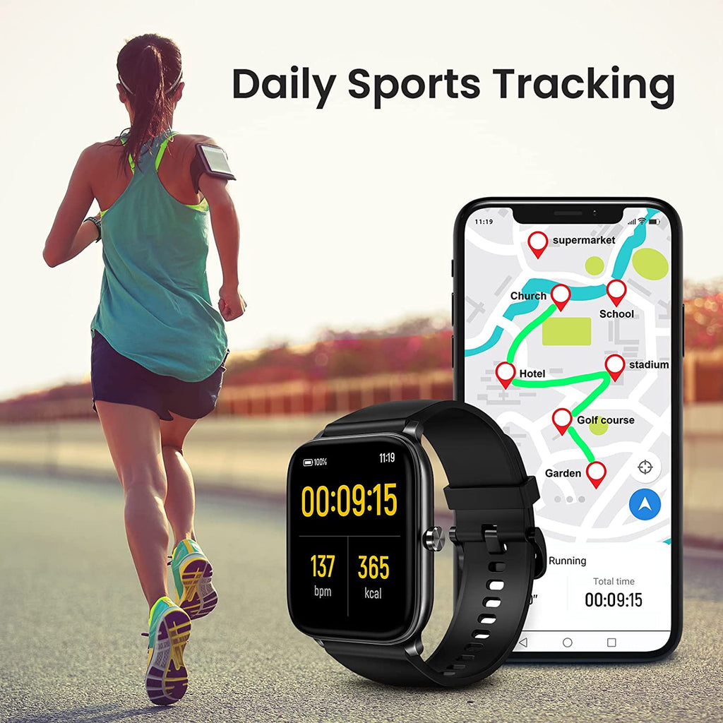 MOONSUN IP68 Waterproof Smart Watch, Fitness Tracker for Android & iOS Phones, Step Calorie Counter for Men Women,Heart Rate Monitor, Blood Oxygen Meter, Sleep Tracking