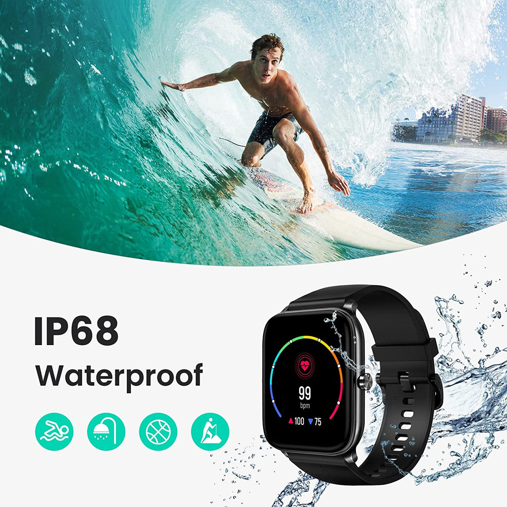 MOONSUN IP68 Waterproof Smart Watch, Fitness Tracker for Android & iOS Phones, Step Calorie Counter for Men Women,Heart Rate Monitor, Blood Oxygen Meter, Sleep Tracking