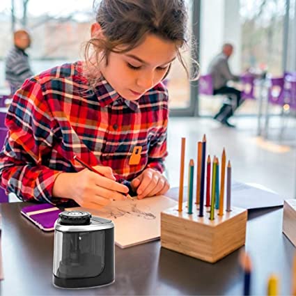 MOONSUN 1 Hole Pencil Sharpener Battery Powered,  Assorted Colors