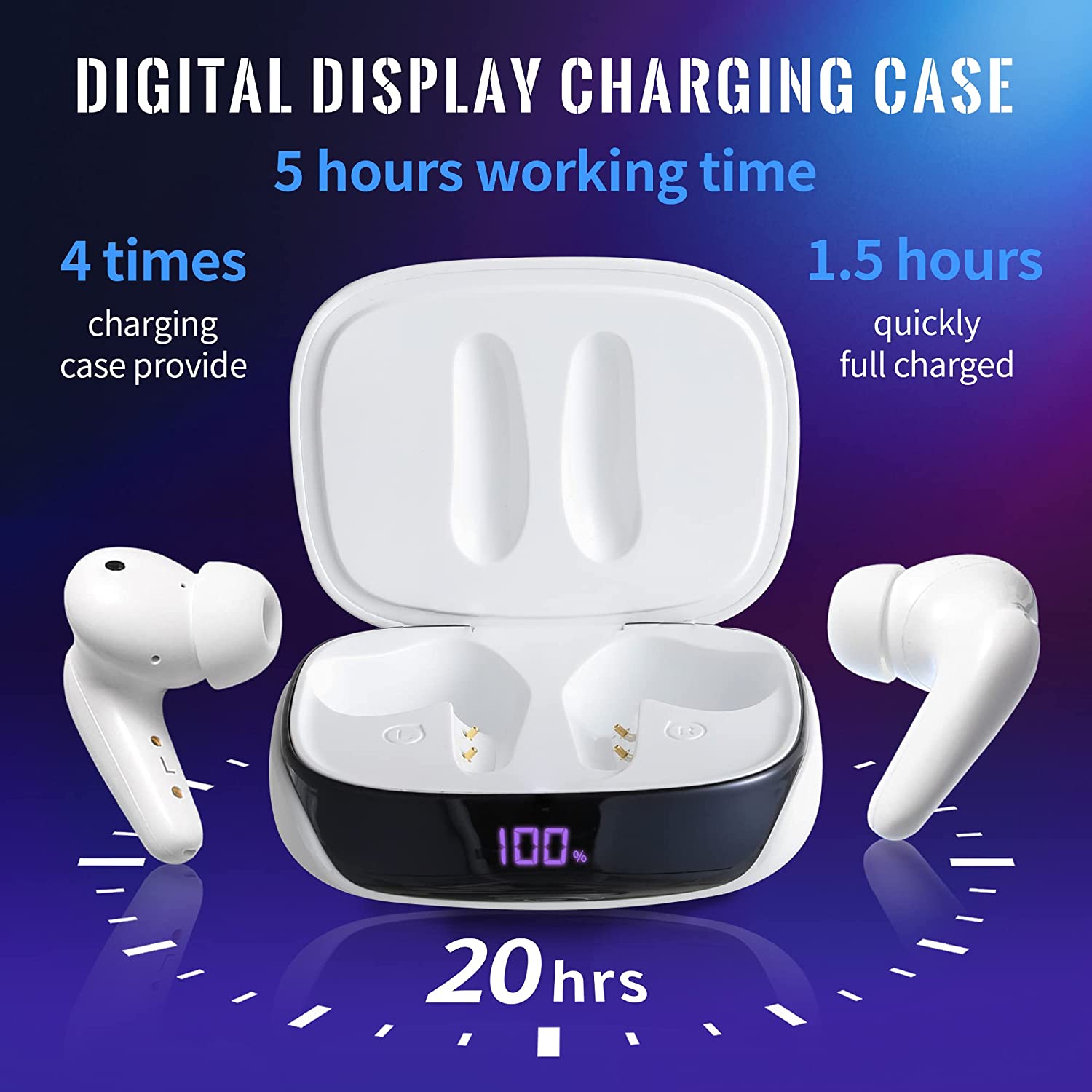 MOONSUN Bluetooth Hearing Amplifier for Seniors and Adults，Rechargeable with Noise Cancelling, Including Charging Case, A Pair