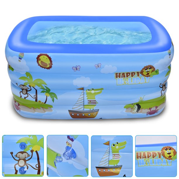 MoonSun Square Inflatable Swimming Pool for kids adults, 70.8"x55"x23.6" Family Full-Sized Lounge Pool for Outdoor Garden Backyard Ground,Unisex