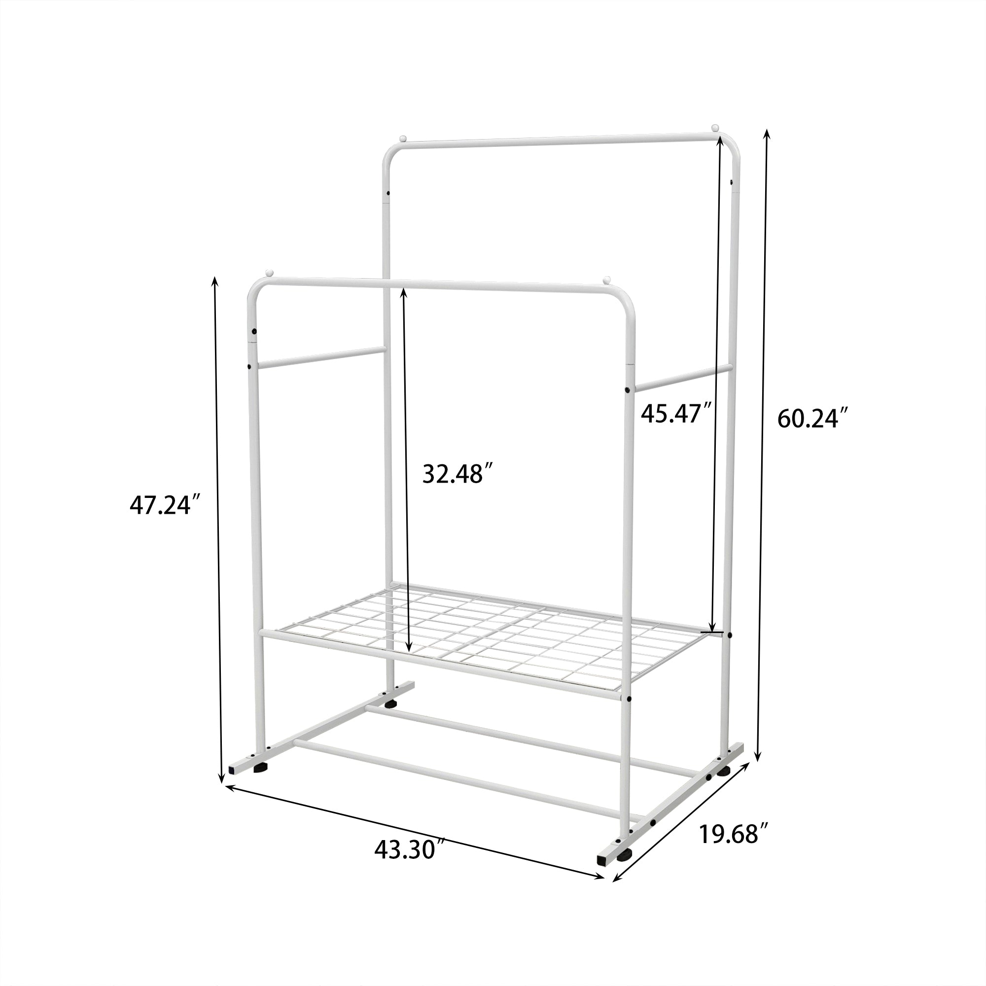 MOONSUN Garment Rack Freestanding Hanger Double Rods Multi-functional Bedroom Clothing Rack
