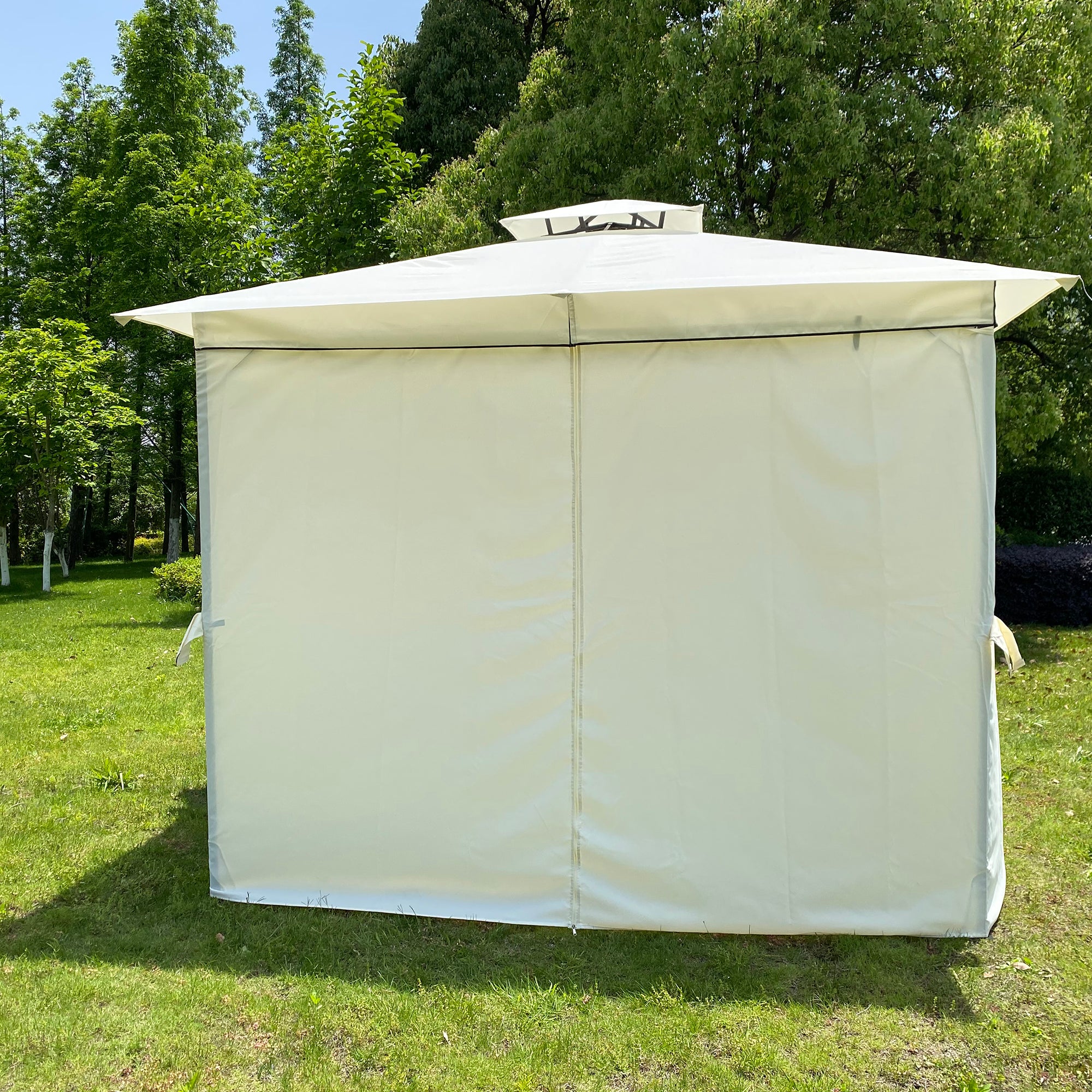 MOONSUN Outdoor Patio Garden Gazebo Tent 10x10 Ft,Outdoor Shading, Gazebo Canopy With Curtains,Beige