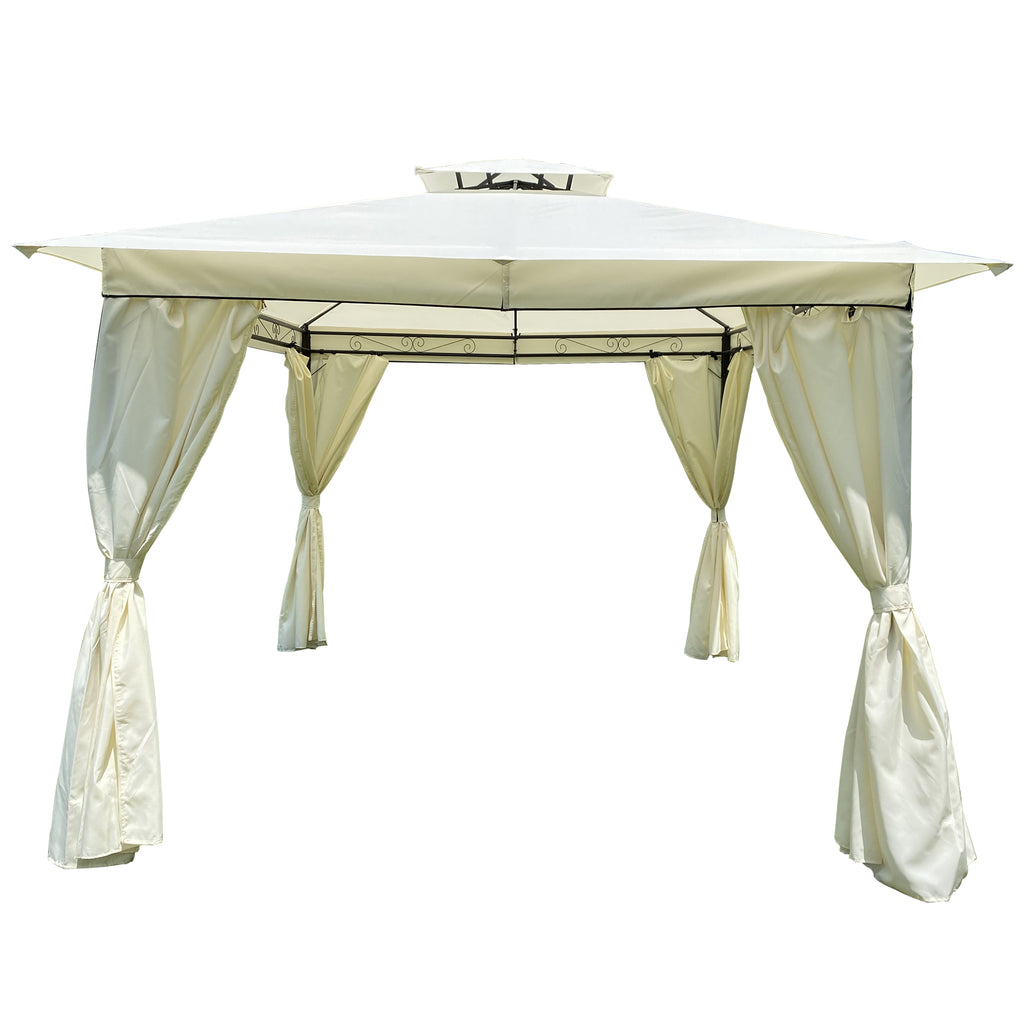 MOONSUN Outdoor Patio Garden Gazebo Tent 10x10 Ft,Outdoor Shading, Gazebo Canopy With Curtains,Beige
