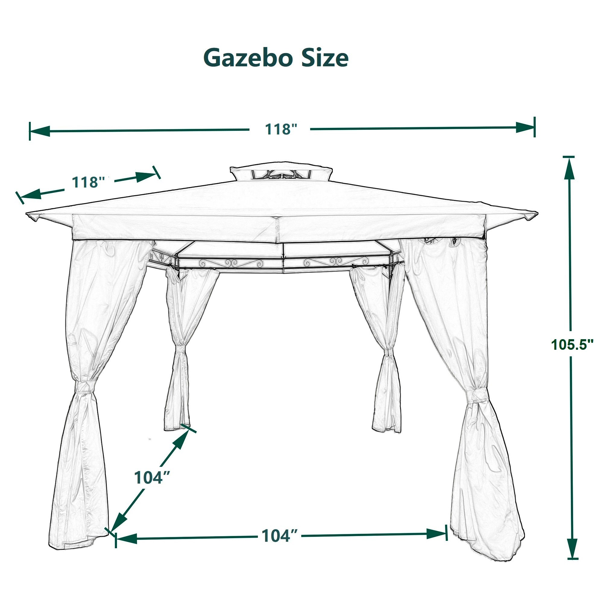 MOONSUN Outdoor Patio Garden Gazebo Tent 10x10 Ft,Outdoor Shading, Gazebo Canopy With Curtains,Beige