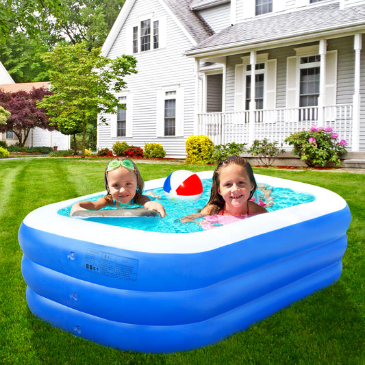 Inflatable Swimming Pools, Inflatable Pool for Kids, Kiddie, Toddler, 117" X 69" X 53" for Outdoor, Backyard, Garden, Indoor