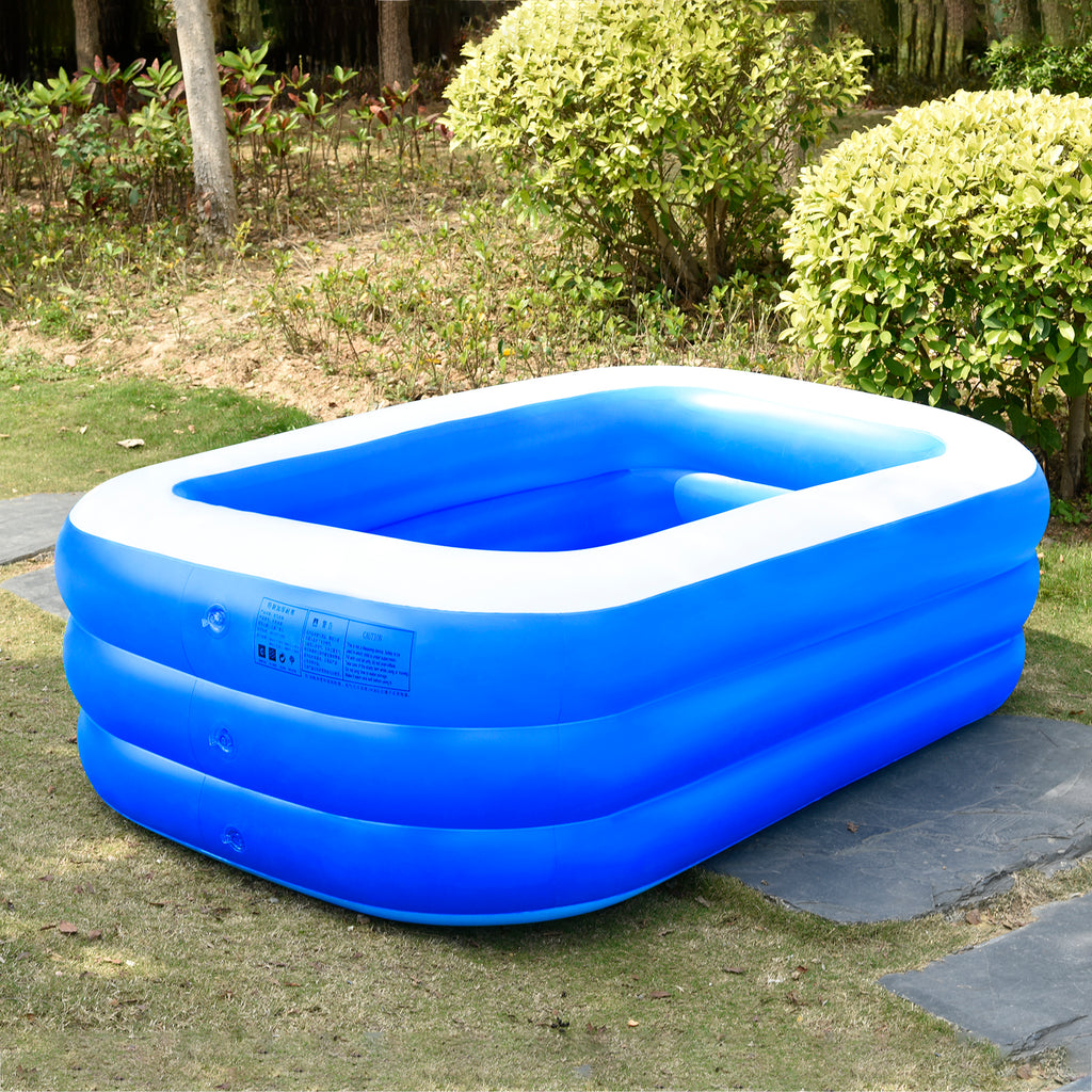 Inflatable Swimming Pools, Inflatable Pool for Kids, Kiddie, Toddler, 117" X 69" X 53" for Outdoor, Backyard, Garden, Indoor