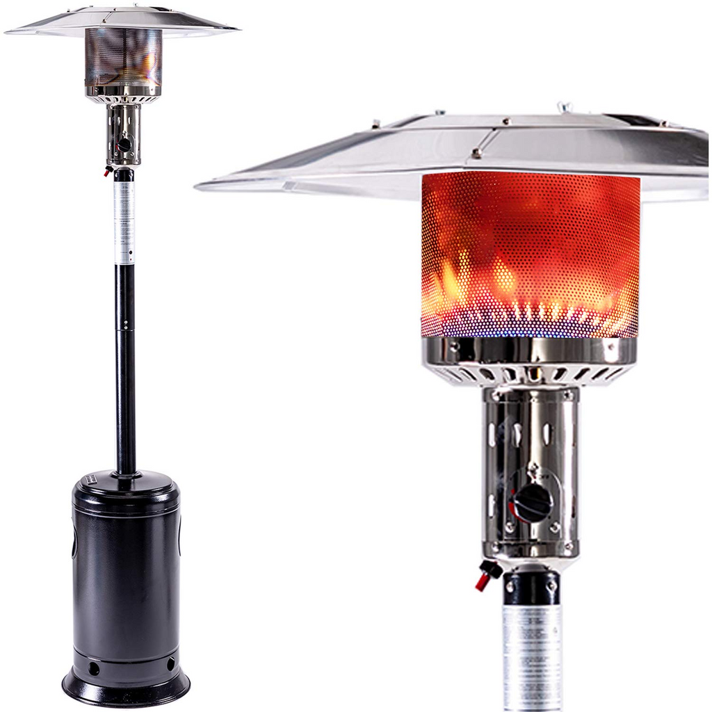 MOONSUN Outdoor Patio Propane Heater with Portable Wheels 47,000 BTU 88 inch Standing Gas Outside Heater Stainless Steel Burner Commercial & Residential Hammered for Party Restaurant Garden Yard